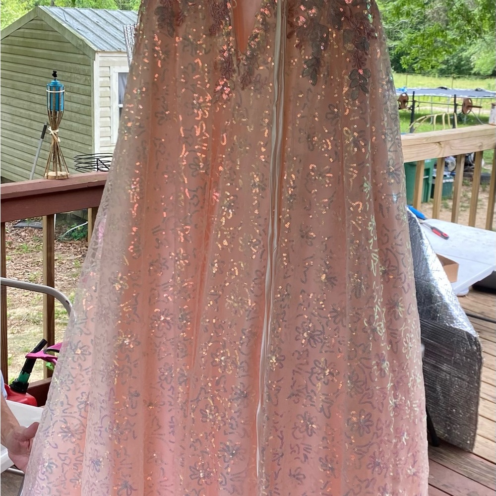 Pink Coya Collection prom dress size small but has had a corset added.